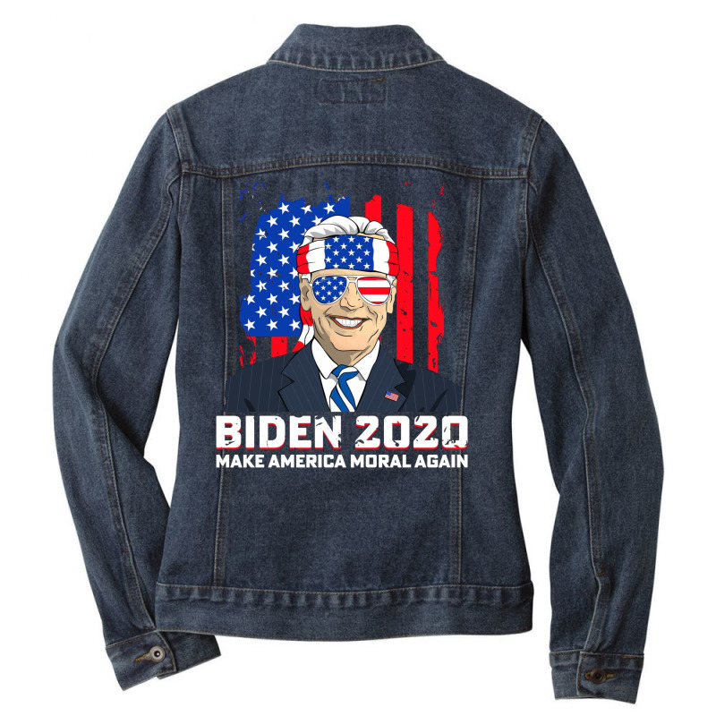 Biden 2020 Make America Moral Again Ladies Denim Jacket by kakashop | Artistshot