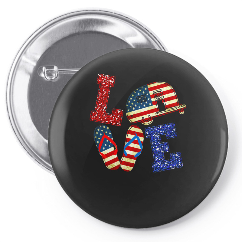 Camp Camping Loveusa Flag Flip Flop Camper Usa Flag Patriotcamper Camp Pin-back Button | Artistshot