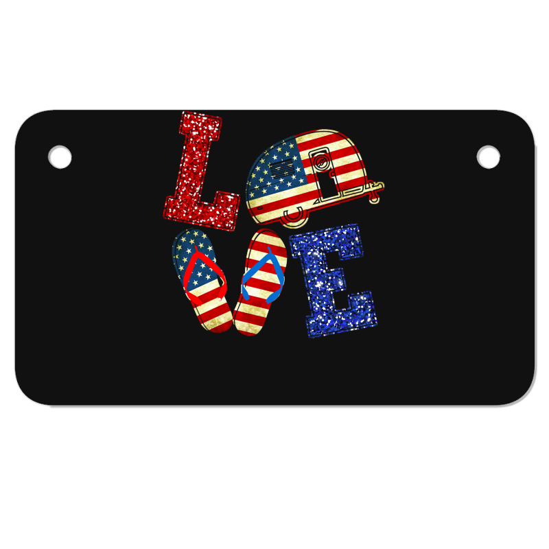 Camp Camping Loveusa Flag Flip Flop Camper Usa Flag Patriotcamper Camp Motorcycle License Plate | Artistshot