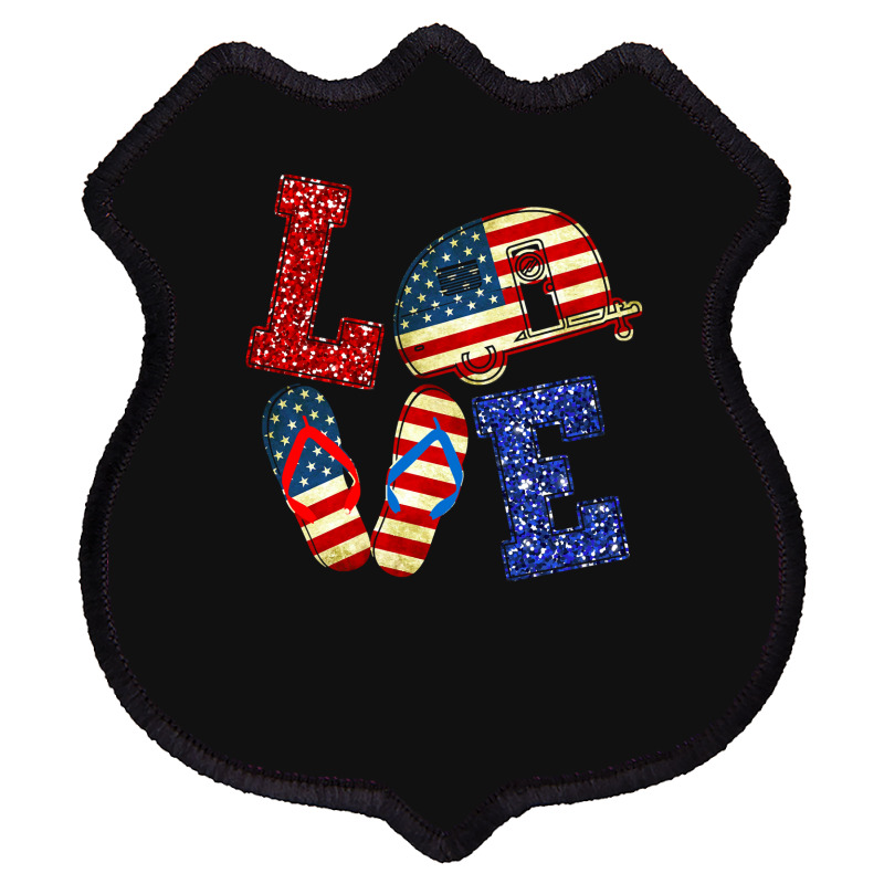 Camp Camping Loveusa Flag Flip Flop Camper Usa Flag Patriotcamper Camp Shield Patch | Artistshot