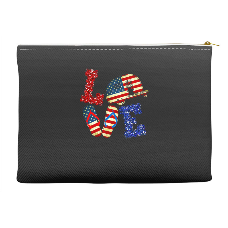 Camp Camping Loveusa Flag Flip Flop Camper Usa Flag Patriotcamper Camp Accessory Pouches | Artistshot