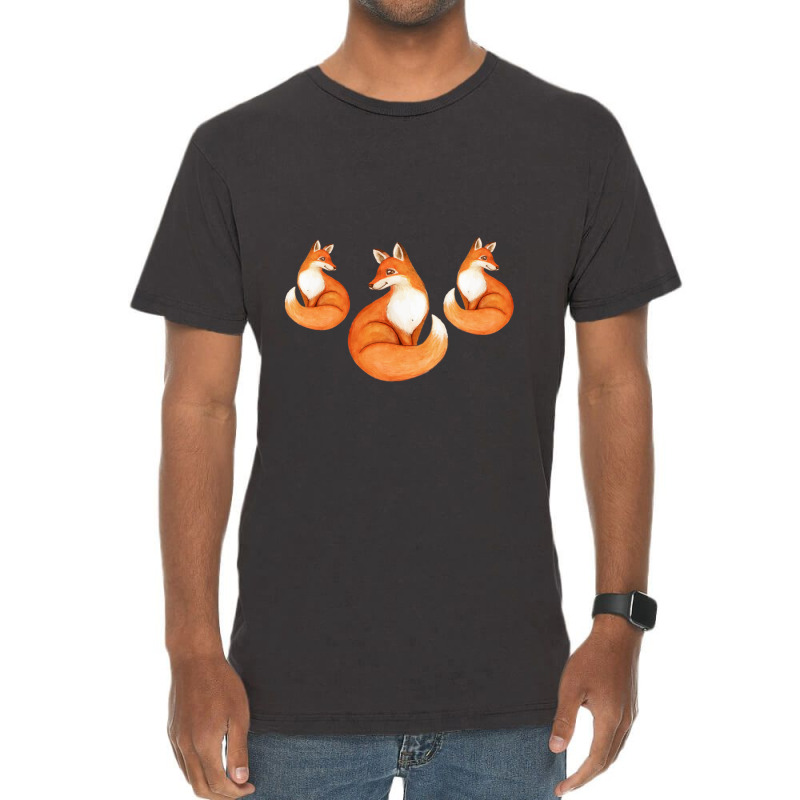 Three Little Foxes In Fox Family I Gift Vintage T-Shirt by Bettercallsaul | Artistshot