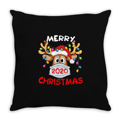 Reindeer In Mask Shirt Funny Merry Christmas 2020 Throw Pillow Designed By Conco335@gmail.com