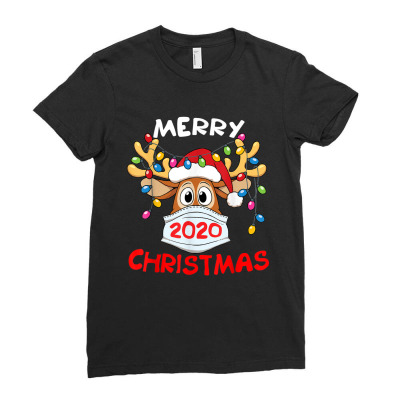 Reindeer In Mask Shirt Funny Merry Christmas 2020 Ladies Fitted T-shirt Designed By Conco335@gmail.com