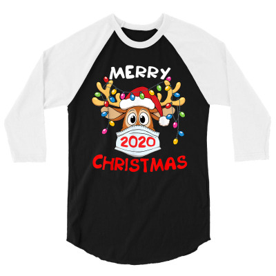 Reindeer In Mask Shirt Funny Merry Christmas 2020 3/4 Sleeve Shirt Designed By Conco335@gmail.com