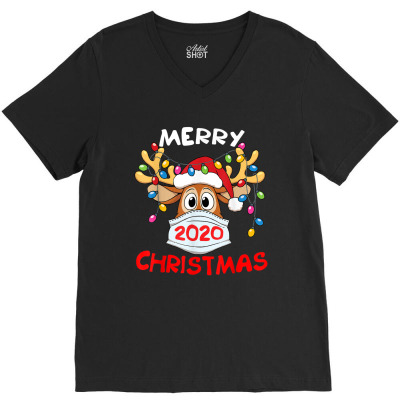 Reindeer In Mask Shirt Funny Merry Christmas 2020 V-neck Tee Designed By Conco335@gmail.com