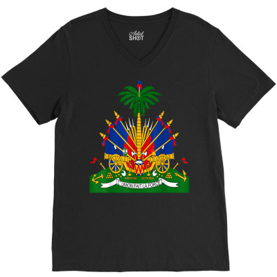 Haitian Coat Of Arms Haiti Emblem Symbol T Shirt V-neck Tee Designed By Tuanbrieana