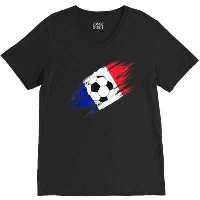 French Flag Soccer Football Jersey France Football Fan T Shirt V-neck Tee Designed By Stacychey