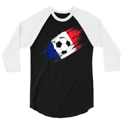 French Flag Soccer Football Jersey France Football Fan T Shirt 3/4 Sleeve Shirt Designed By Stacychey