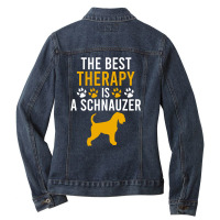 The Best Therapy Is A Schnauzer Ladies Denim Jacket | Artistshot