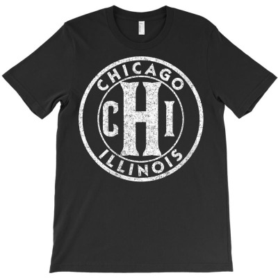 Womens Chicago Illinois Vintage Sign Pink W Distressed White Print V N T-shirt Designed By Nevermore
