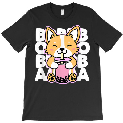 Kawaii Boba Cute Anime Dog Corgi Kawaii Tea Drink Dark T Shirt T-shirt Designed By Haleikade