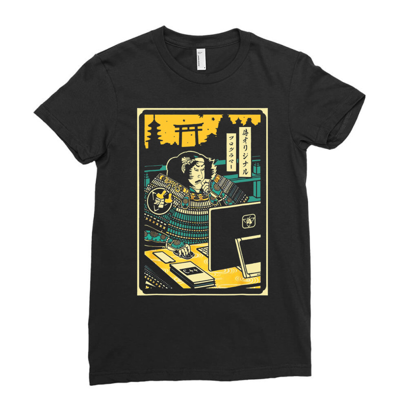 Programmer Samurai Warrior Computer T Shirt Ladies Fitted T-Shirt by darelychilcoat1989 | Artistshot