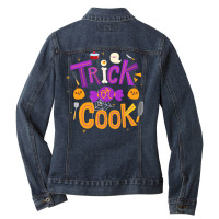 Trick Or Cook Funny Trick Or Treating Chef Cooking Halloween T Shirt Ladies Denim Jacket | Artistshot