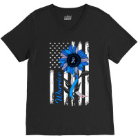 Diabetes Diabetic Warrior Sunflower American Flag 1 Diabetes Awareness V-neck Tee | Artistshot