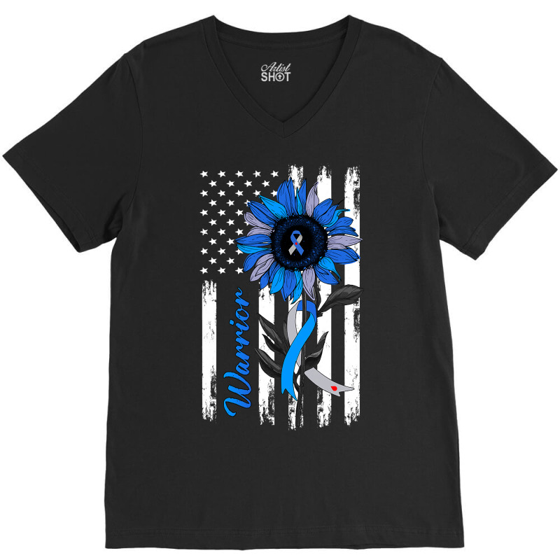 Diabetes Diabetic Warrior Sunflower American Flag 1 Diabetes Awareness V-Neck Tee by offensejuggler | Artistshot