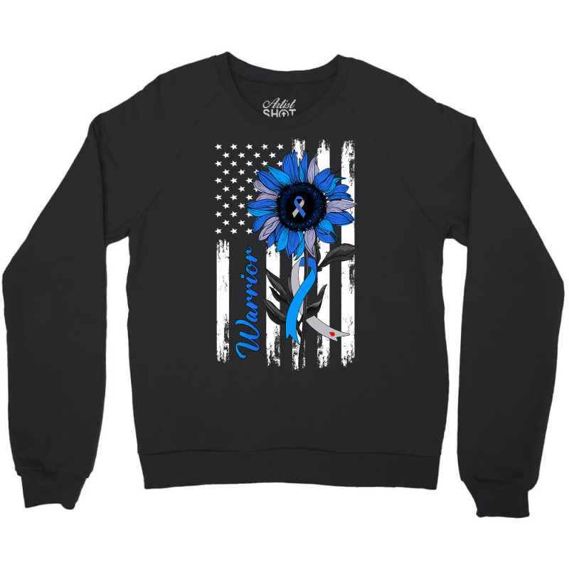 Diabetes Diabetic Warrior Sunflower American Flag 1 Diabetes Awareness Crewneck Sweatshirt by offensejuggler | Artistshot