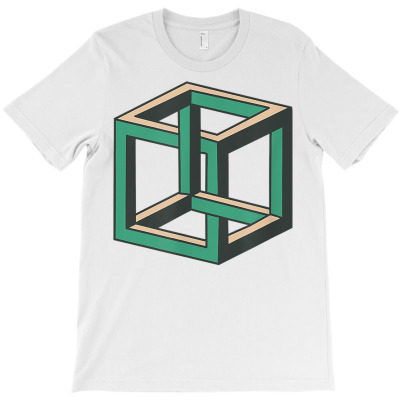 Impossible Cube Optical Illusion Tee Shirt T-shirt Designed By Sand King