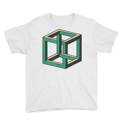 Impossible Cube Optical Illusion Tee Shirt Youth Tee Designed By Sand King