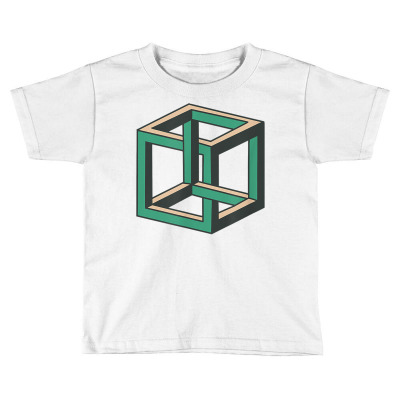 Impossible Cube Optical Illusion Tee Shirt Toddler T-shirt Designed By Sand King