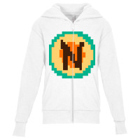 Pixelated Letter N Youth Zipper Hoodie | Artistshot