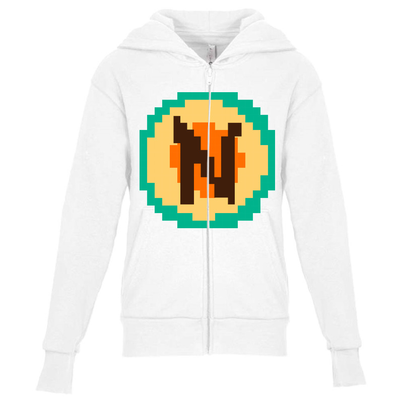 Pixelated Letter N Youth Zipper Hoodie by selos47 | Artistshot