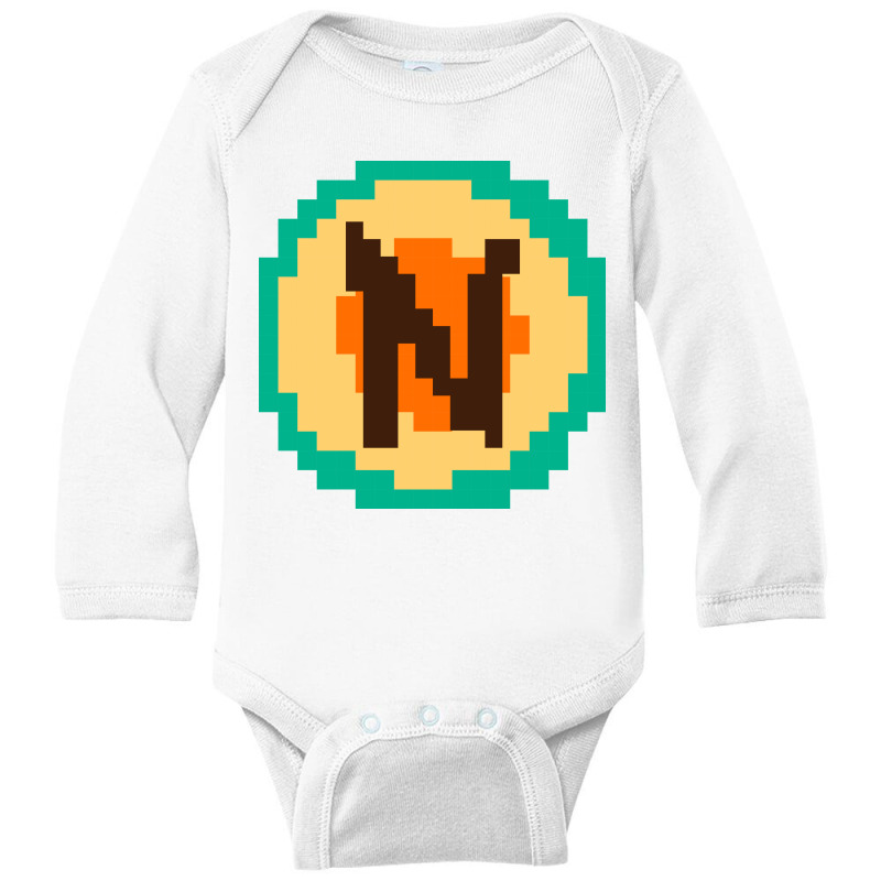 Pixelated Letter N Long Sleeve Baby Bodysuit by selos47 | Artistshot