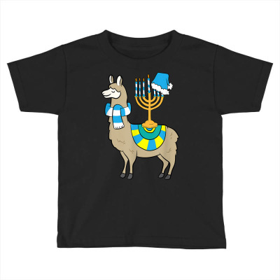 Chanukkah Menorah Hanukkah Llama With Menorah T Shirt Toddler T-shirt Designed By Madeltiff