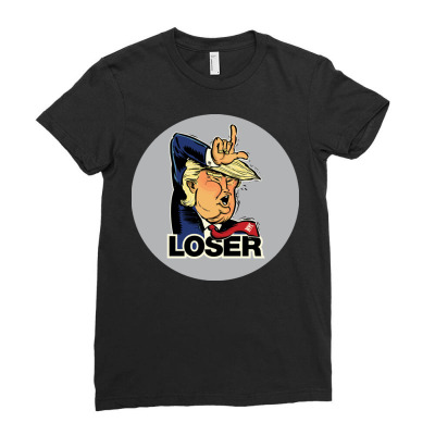 Donald Trump Loser Ladies Fitted T-shirt Designed By Mdk Art