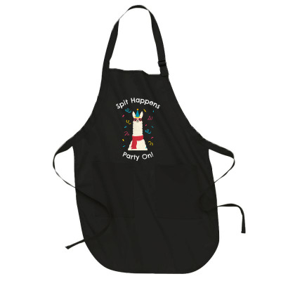 Spit Happens Party On! Llama In Sunglasses T Shirt Full-length Apron Designed By Kaiyaarma