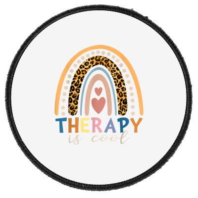 Therapy Is Cool Mental Health Awareness Rainbow Leopard Gift T Shirt Round Patch Designed By Haleikade