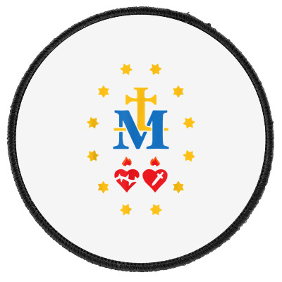 Miraculous Medal Catholic Holy Mary Sacred Heart Jesus T Shirt Round Patch Designed By Emlynnecon2