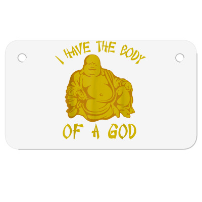 Mens Design Gusto I Have The Body Of A God T Shirt Motorcycle License Plate Designed By Enigmaa