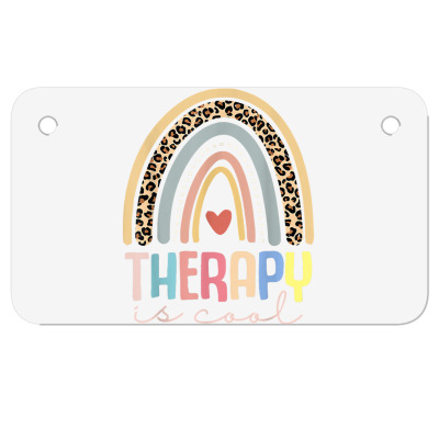 Therapy Is Cool Mental Health Awareness Rainbow Leopard T Shirt Motorcycle License Plate Designed By Haleikade