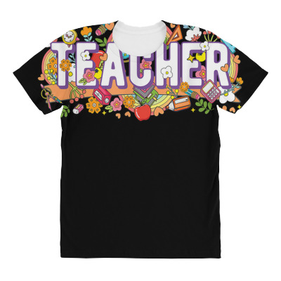 Retro Vintage Floral Teacher Rainbow Teachers Day Funny Gift T Shirt All Over Women's T-shirt Designed By Kaiyaarma