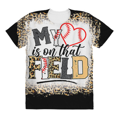 Bleached Leopard Baseball Mom My Heart Is On That Field Tank Top All Over Women's T-shirt Designed By Rainaanik