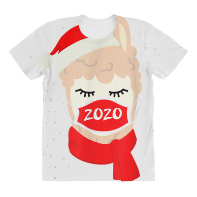 Llama With Face Mask Pajamas Xmas 2020 Matching Family T Shirt All Over Women's T-shirt Designed By Rosartapi