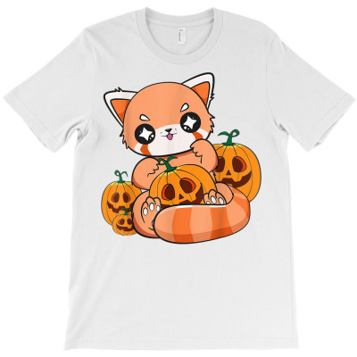 Red Panda Halloween Kawaii Pumpkin Anime T Shirt T-shirt Designed By Kaiyaarma