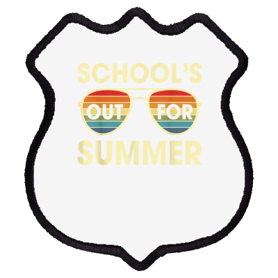 Vintage Retro Last Day Of School Schools Out For Summer T Shirt Shield Patch Designed By Carlakayl