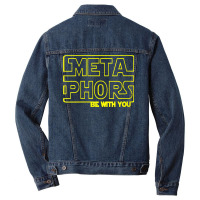 Womens Metaphors Be With You Funny English Teacher Shirts T Shirt V Ne Men Denim Jacket | Artistshot