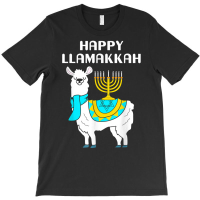 Funny Chanukah Llama Menorah Happy Llamakkah T Shirt T-shirt Designed By Madeltiff