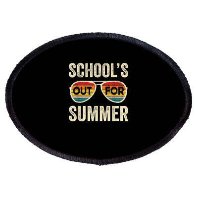 Cute Retro Last Day Of School Schools Out For Summer Teacher T Shirt Oval Patch Designed By Rosartapi