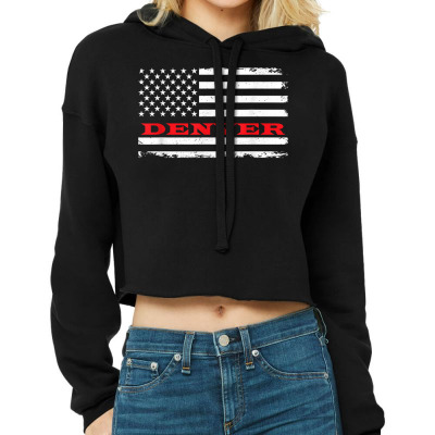 Iowa American Flag Denver Usa Patriotic Souvenir T Shirt Cropped Hoodie Designed By Windrunner