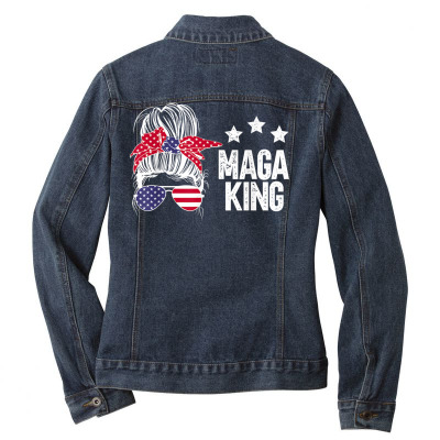 Maga King Messy Bun T Shirt Ladies Denim Jacket Designed By 1qoqzs39