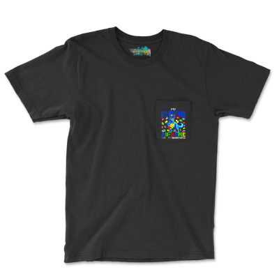 My Big Brother Is Au Some Autism Awareness Dinosaur T Shirt Pocket T-shirt Designed By Carlakayl