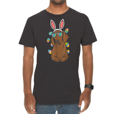 Dachshund Bunny Ears Glasses Eggs Cute Easter Wiener Dog T Shirt Vintage T-shirt Designed By Shyanneracanello