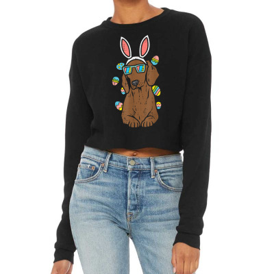 Dachshund Bunny Ears Glasses Eggs Cute Easter Wiener Dog T Shirt Cropped Sweater Designed By Shyanneracanello