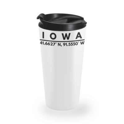 Iowa Ia Athletics Latitude & Longitude Fans T Shirt Travel Mug Designed By Windrunner