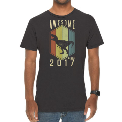 Awesome Since 2017 5 Year Old Gifts Dino 5th Birthday T Rex T Shirt Vintage T-shirt Designed By Carlakayl