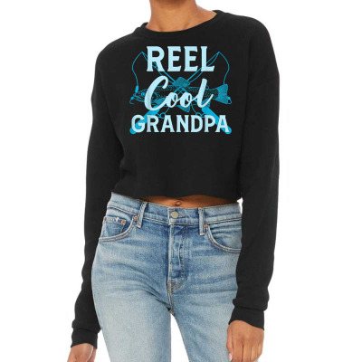 Reel Cool Grandpa Fisherman Daddy Father's Day Funny Fishing T Shirt Cropped Sweater Designed By Sven